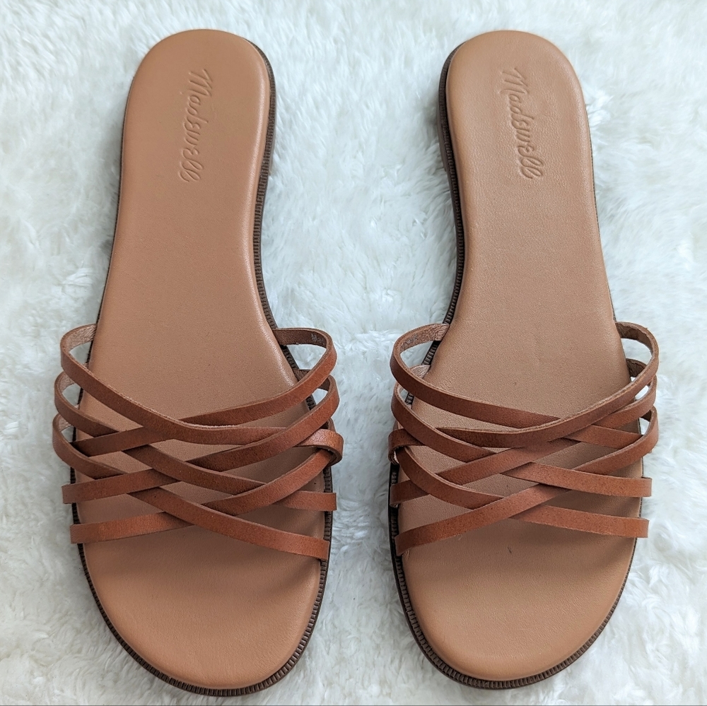 Madewell Tracie Leather Brown Crisscross Strappy Sandals Size 8